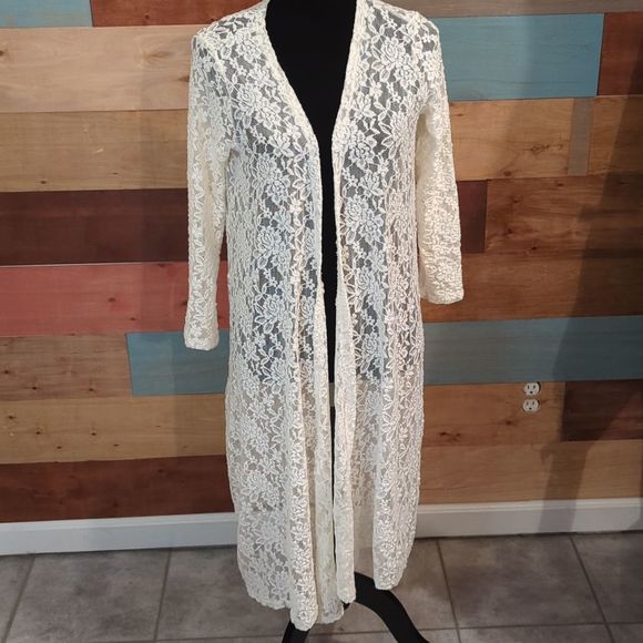 LuLaRoe Sweaters - SMALL WHITE lace lularoe duster